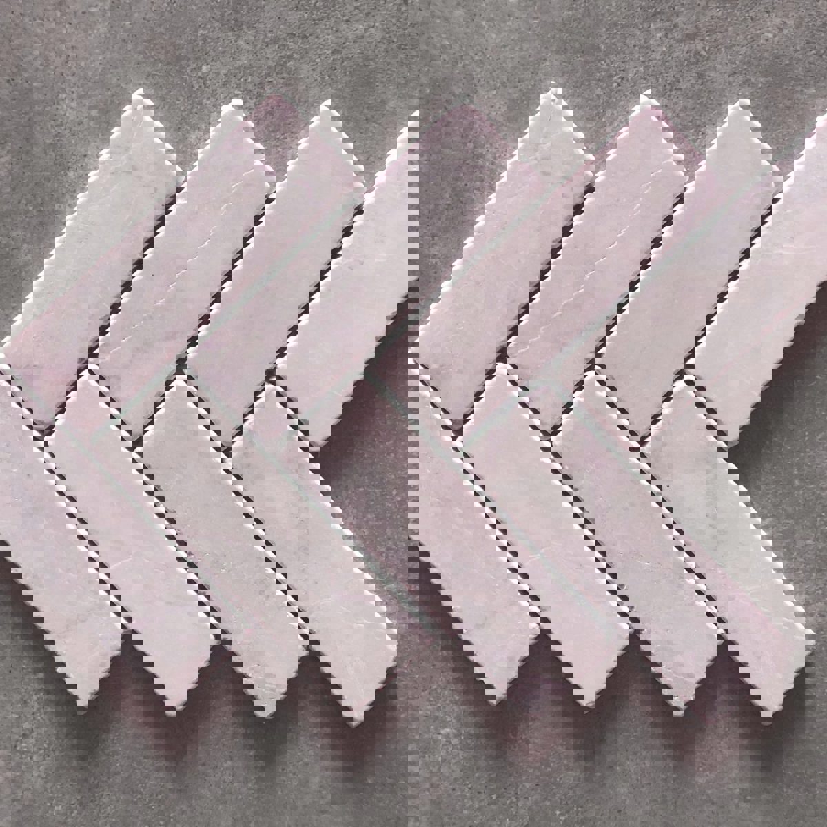 Blush Tumbled Marble Herringbone